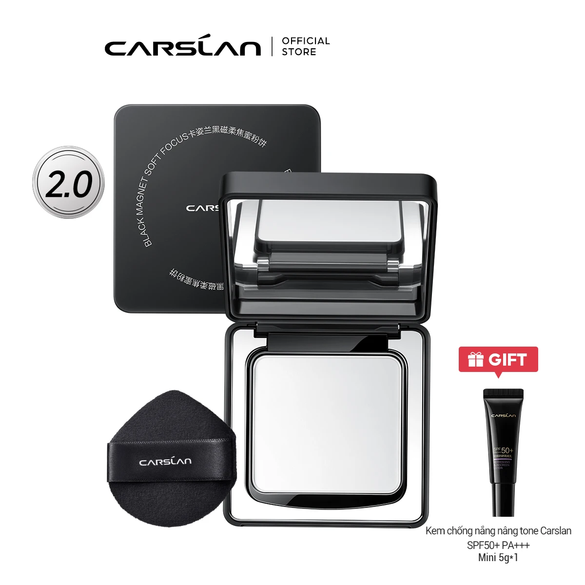 CARSLAN 2.0 مسحوق مضغوط بتركيز ناعم مغناطيسي أسود
