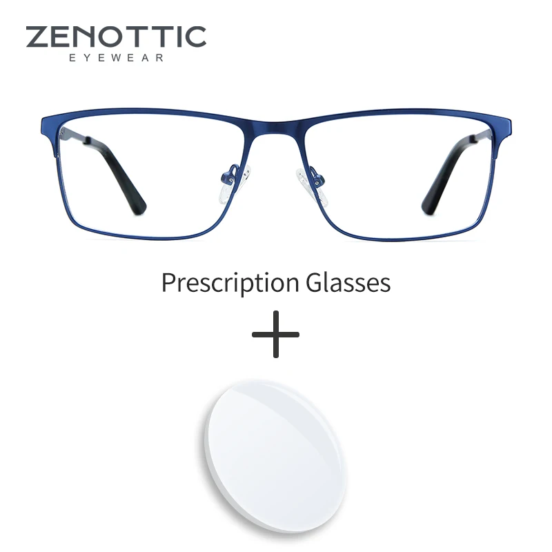ZENOTTIC سبيكة وصفة طبية نظارات الرجال مربع مكافحة