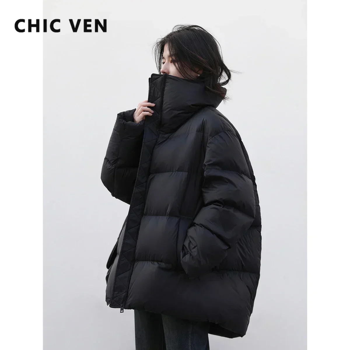 CHIC VEN-سترة نسائية طويلة الأكمام خفيفة الوزن أسفل